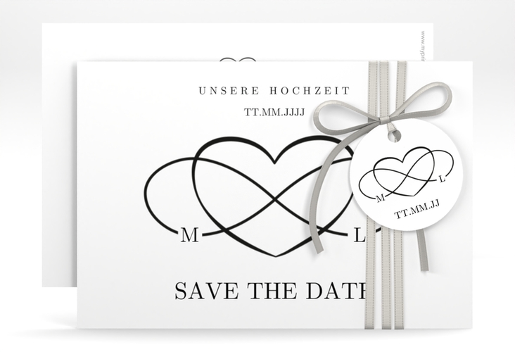 Save the Date-Karte Infinity A6 Karte quer schwarz hochglanz
