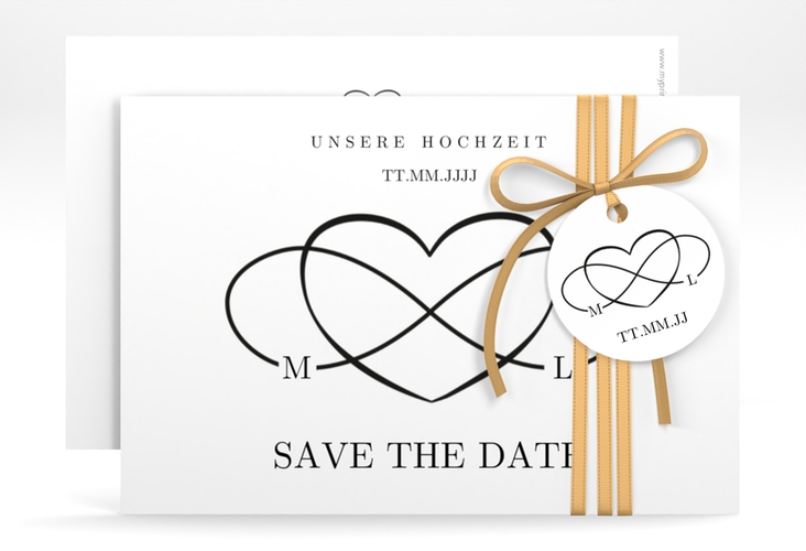 Save the Date-Karte Infinity A6 Karte quer schwarz hochglanz