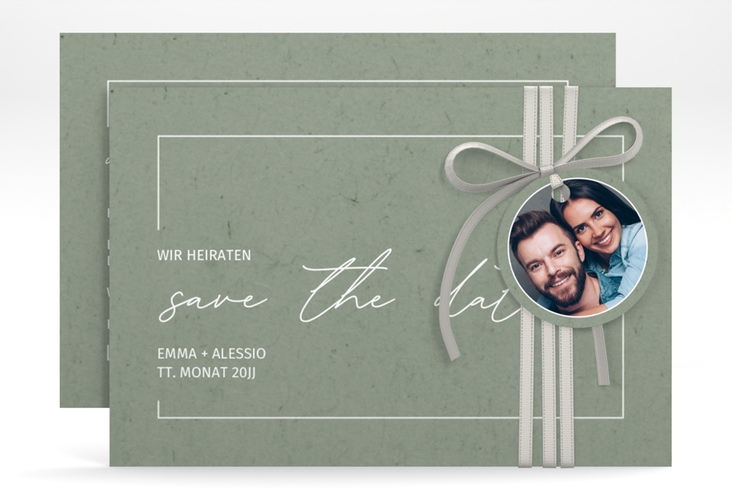 Save the Date-Karte Simple Line A6 Karte quer gruen