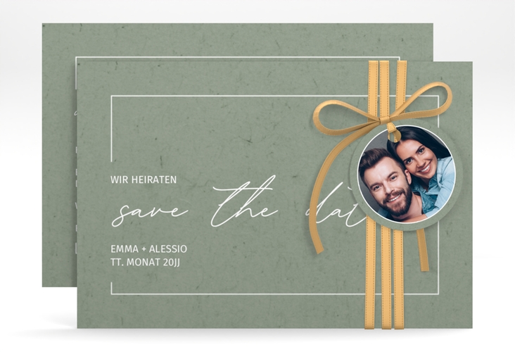 Save the Date-Karte Simple Line A6 Karte quer gruen