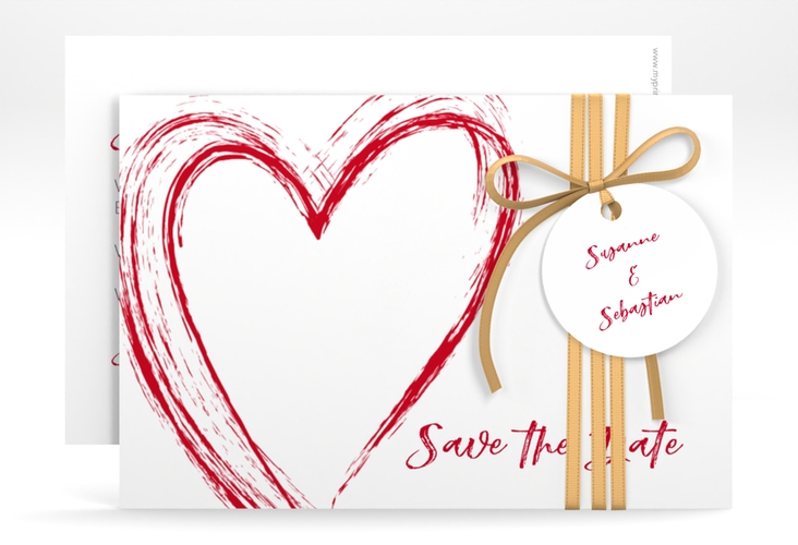 Save the Date-Karte Liebe A6 Karte quer rot