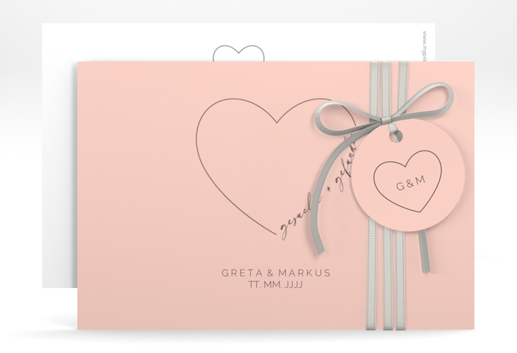 Save the Date-Karte Lebenstraum A6 Karte quer rosa
