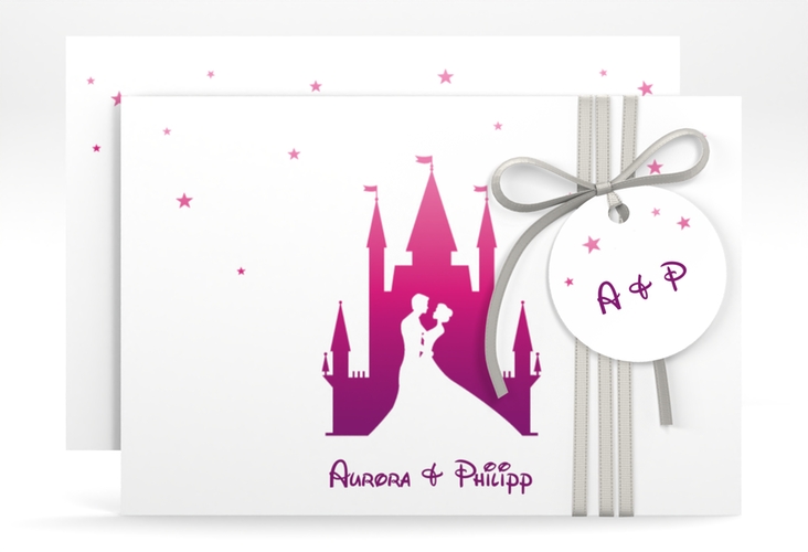 Save the Date-Karte Castle A6 Karte quer pink