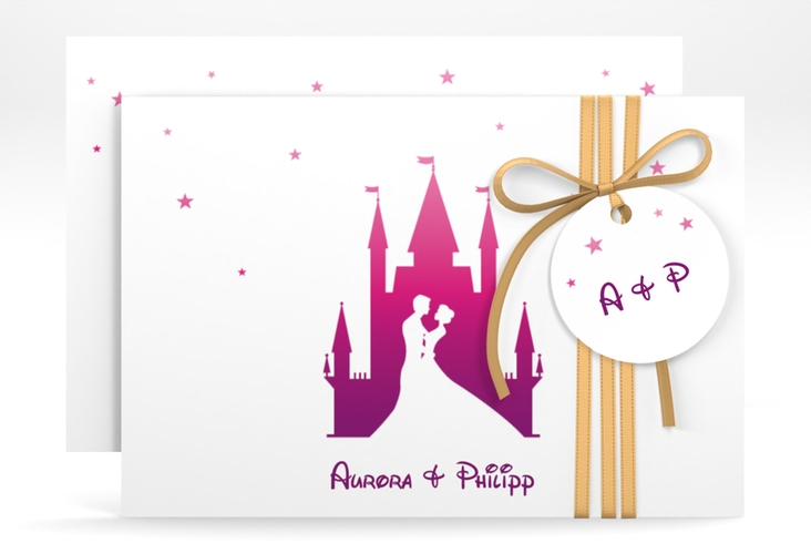 Save the Date-Karte Castle A6 Karte quer pink