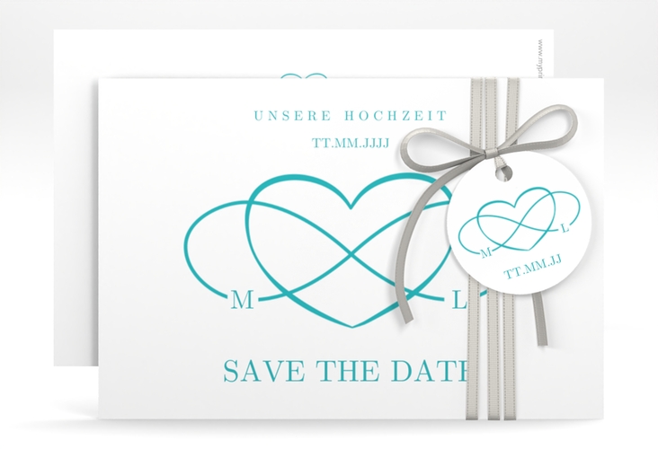 Save the Date-Karte Infinity A6 Karte quer tuerkis hochglanz