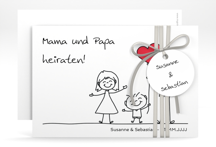 Save the Date-Karte Family A6 Karte quer weiss hochglanz