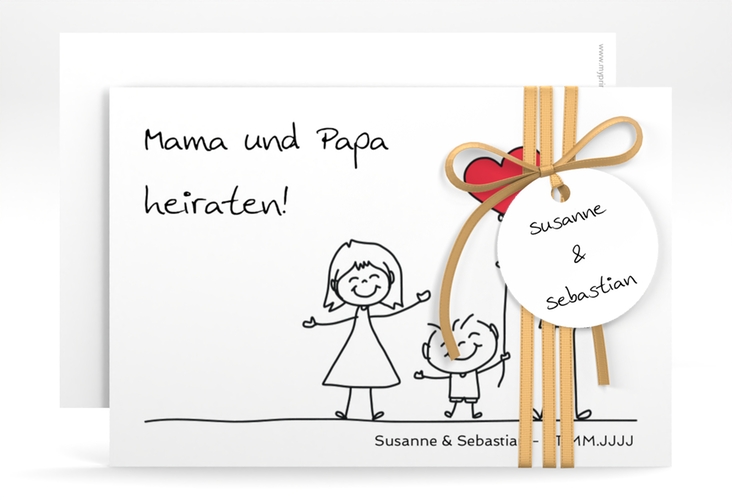 Save the Date-Karte Family A6 Karte quer weiss hochglanz