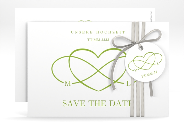 Save the Date-Karte Infinity A6 Karte quer gruen hochglanz
