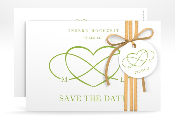 Save the Date-Karte Infinity A6 Karte quer gruen hochglanz