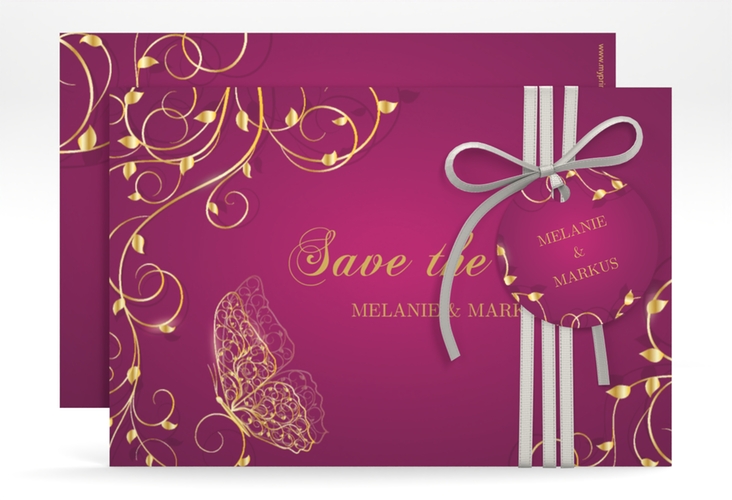 Save the Date-Karte Eternity A6 Karte quer pink hochglanz