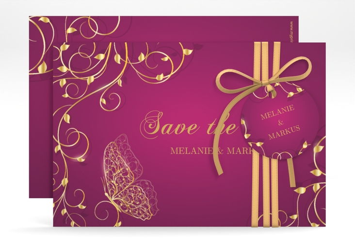 Save the Date-Karte Eternity A6 Karte quer pink hochglanz