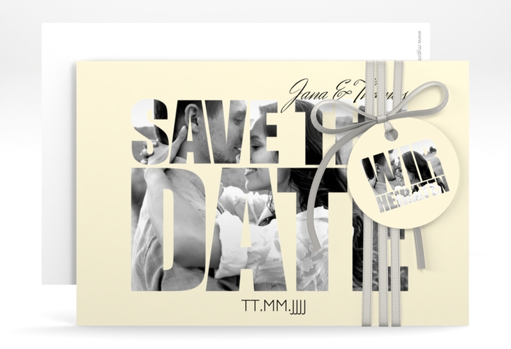Save the Date-Karte Hochzeit Letters A6 Karte quer beige hochglanz