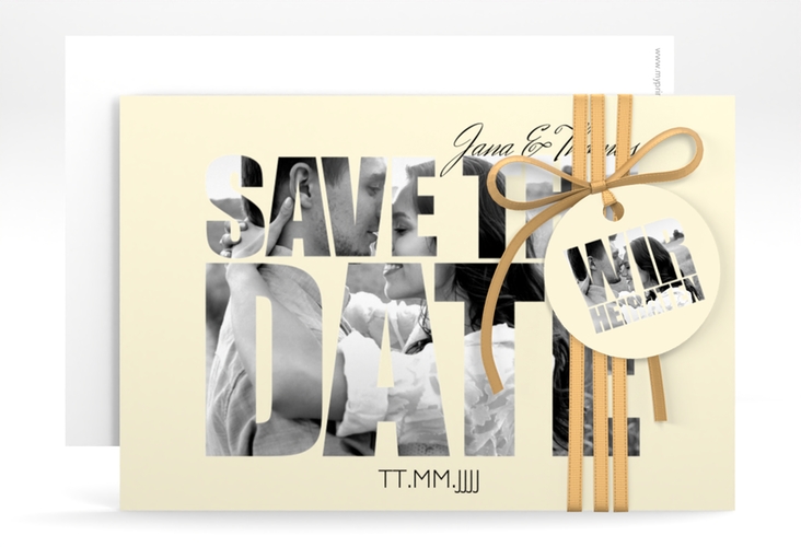 Save the Date-Karte Hochzeit Letters A6 Karte quer beige hochglanz