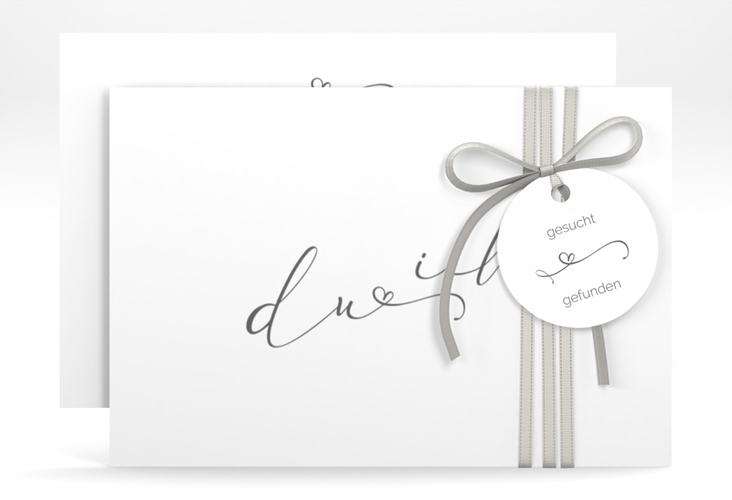 Save the Date-Karte Zweisamkeit A6 Karte quer weiss hochglanz im minimalistischen Stil mit Aufschrift du & ich