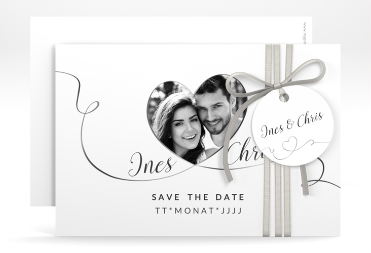 Save the Date-Karte Hochzeit Dolce A6 Karte quer weiss hochglanz