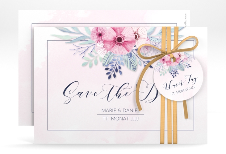 Save the Date-Karte Hochzeit Surfinia A6 Karte quer rosa hochglanz