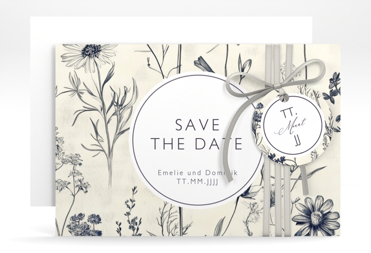 Save the Date-Karte Chinoiserie A6 Karte quer beige hochglanz
