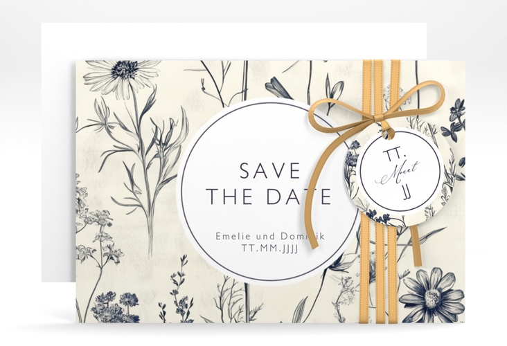 Save the Date-Karte Chinoiserie A6 Karte quer beige hochglanz