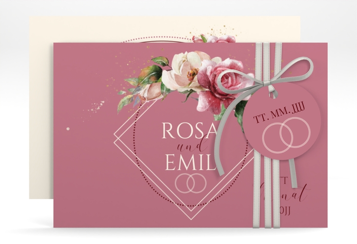 Save the Date-Karte Rosenbogen A6 Karte quer rosa