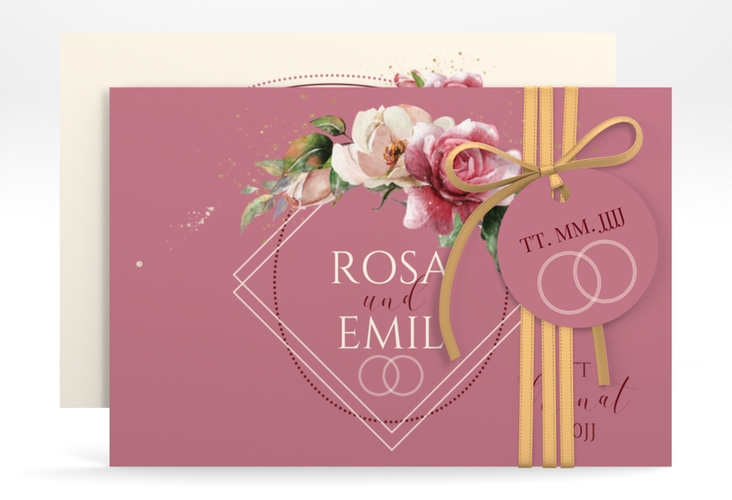 Save the Date-Karte Rosenbogen A6 Karte quer rosa