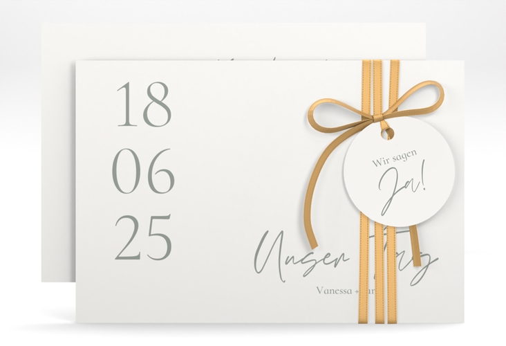 Save the Date-Karte Day A6 Karte quer weiss mit Datum im minimalistischen Design