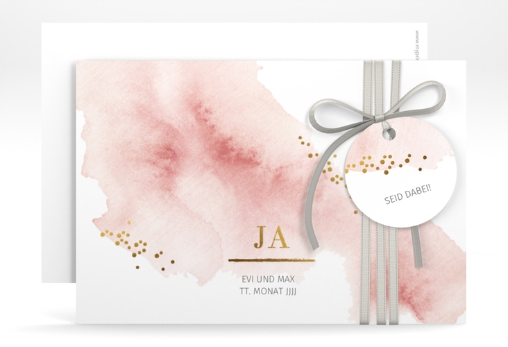 Save the Date-Karte Pastell A6 Karte quer rosa