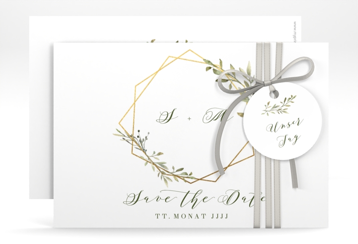 Save the Date-Karte Acacia A6 Karte quer weiss hochglanz