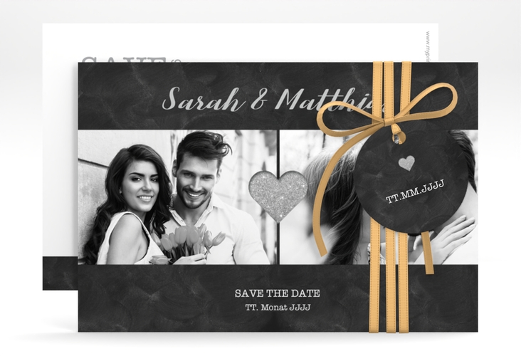 Save the Date-Karte Sparkly A6 Karte quer grau hochglanz