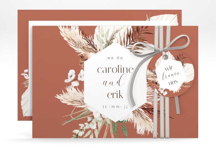 Save the Date-Karte Bohemian A6 Karte quer orange hochglanz