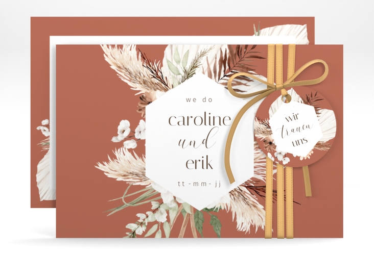 Save the Date-Karte Bohemian A6 Karte quer orange hochglanz