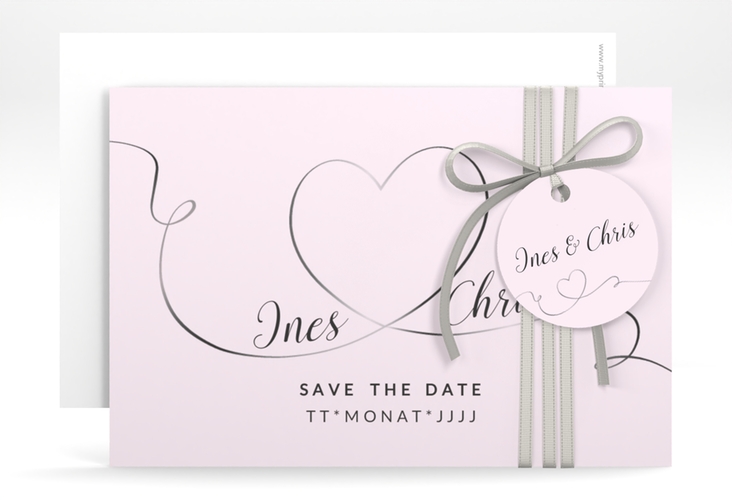 Save the Date-Karte Hochzeit Dolce A6 Karte quer rosa hochglanz