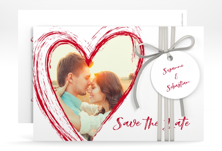 Save the Date-Karte Liebe A6 Karte quer rot