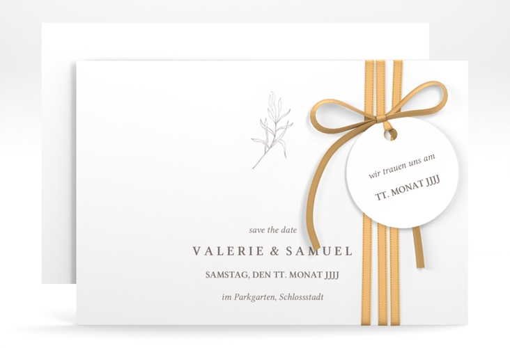 Save the Date-Karte Ivy A6 Karte quer minimalistisch mit kleiner botanischer Illustration