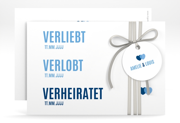 Save the Date-Karte Couple A6 Karte quer blau hochglanz