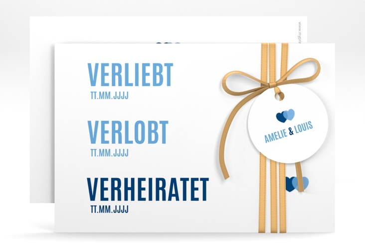 Save the Date-Karte Couple A6 Karte quer blau hochglanz