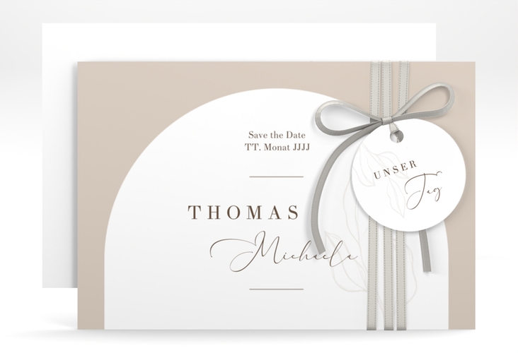 Save the Date-Karte Arched A6 Karte quer beige
