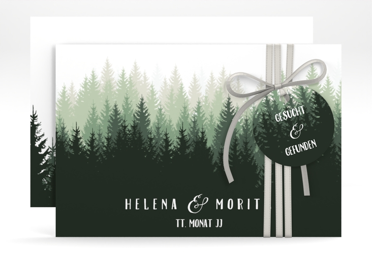 Save the Date-Karte Forest A6 Karte quer gruen hochglanz