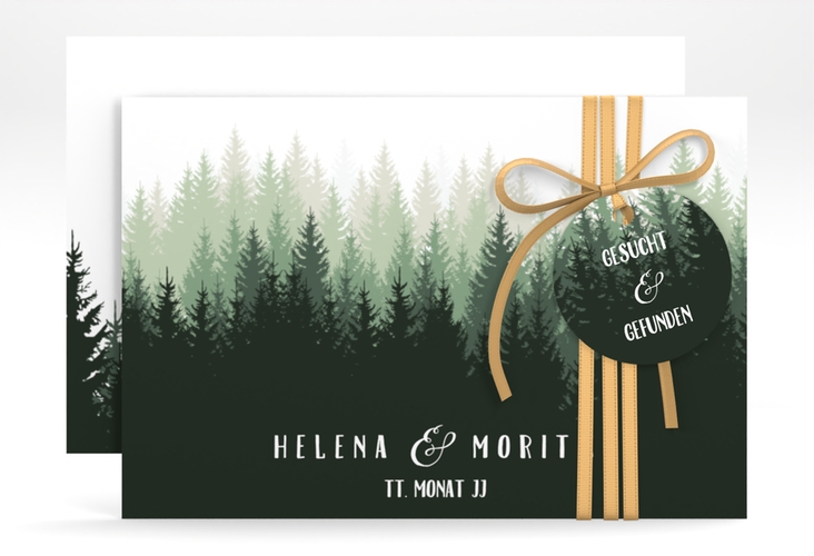 Save the Date-Karte Forest A6 Karte quer gruen hochglanz