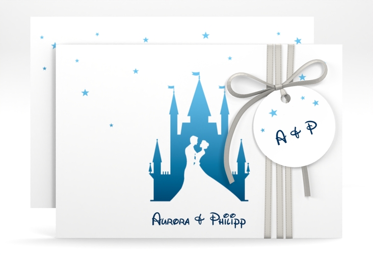 Save the Date-Karte Castle A6 Karte quer blau