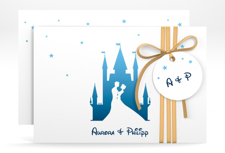 Save the Date-Karte Castle A6 Karte quer blau