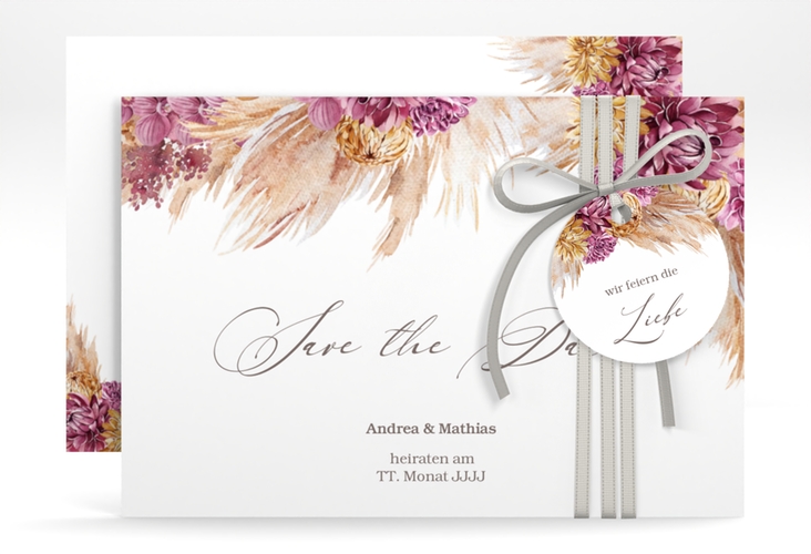 Save the Date-Karte Pampas A6 Karte quer hochglanz