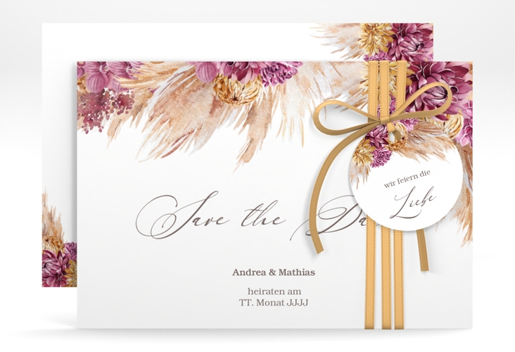 Save the Date-Karte Pampas A6 Karte quer hochglanz
