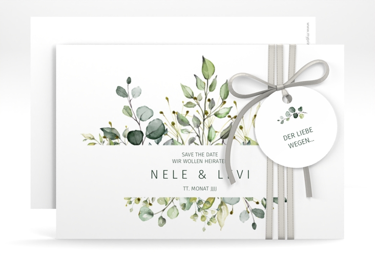 Save the Date-Karte Enchanting A6 Karte quer weiss hochglanz