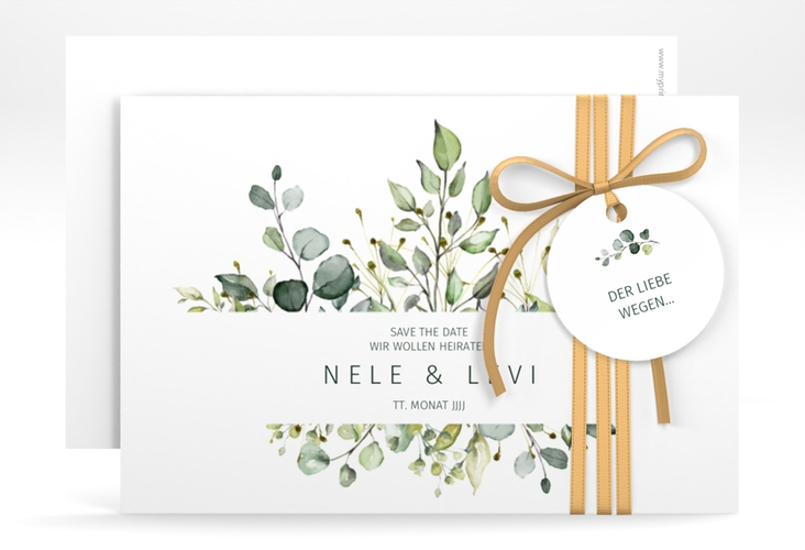Save the Date-Karte Enchanting A6 Karte quer weiss hochglanz