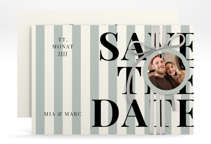 Save the Date-Karte Streifen A6 Karte quer gruen hochglanz