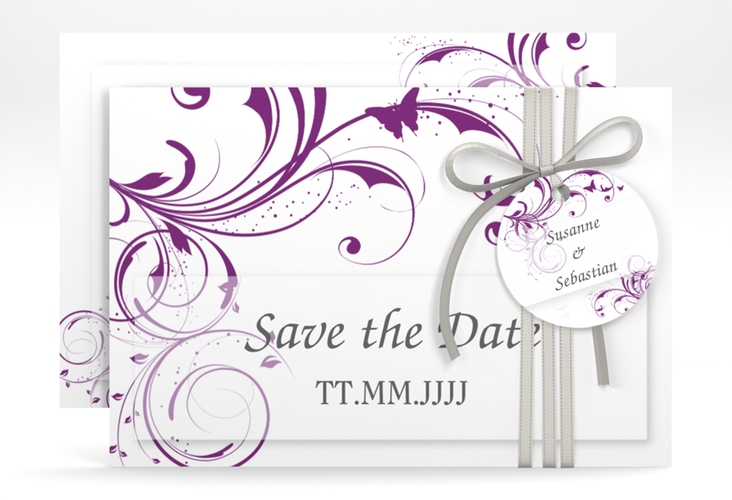 Save the Date-Karte Hochzeit Palma A6 Karte quer lila