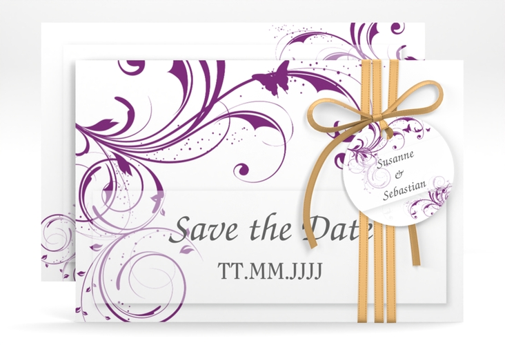 Save the Date-Karte Hochzeit Palma A6 Karte quer lila