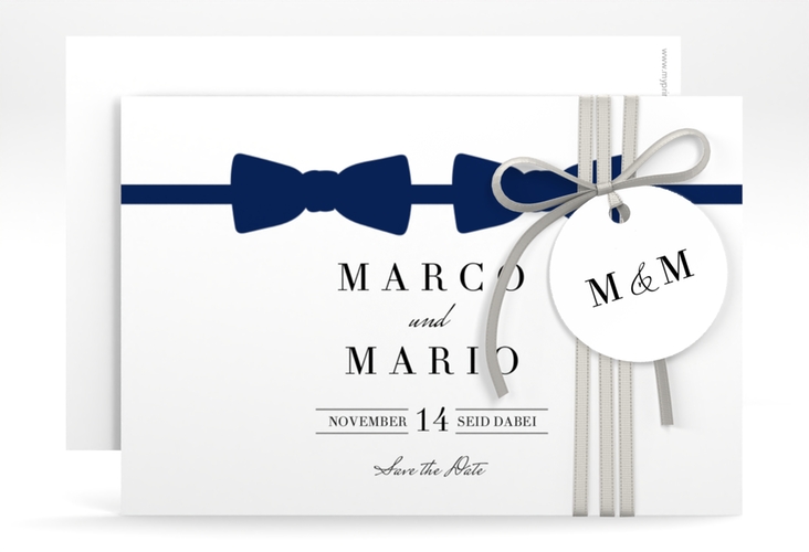 Save the Date-Karte Suits A6 Karte quer blau hochglanz