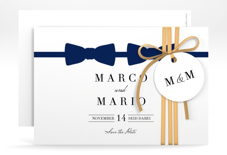 Save the Date-Karte Suits A6 Karte quer blau hochglanz