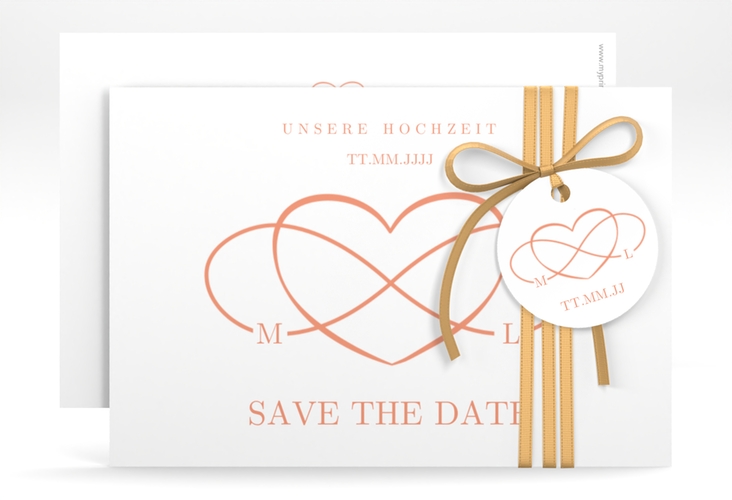 Save the Date-Karte Infinity A6 Karte quer apricot hochglanz